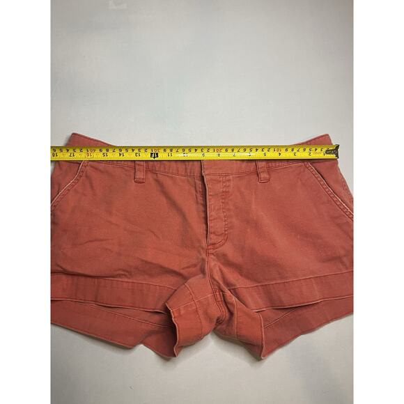 American Eagle Coral Chino Shorts Size 12 Distressed Cuffed Pockets - Picture 3 of 8